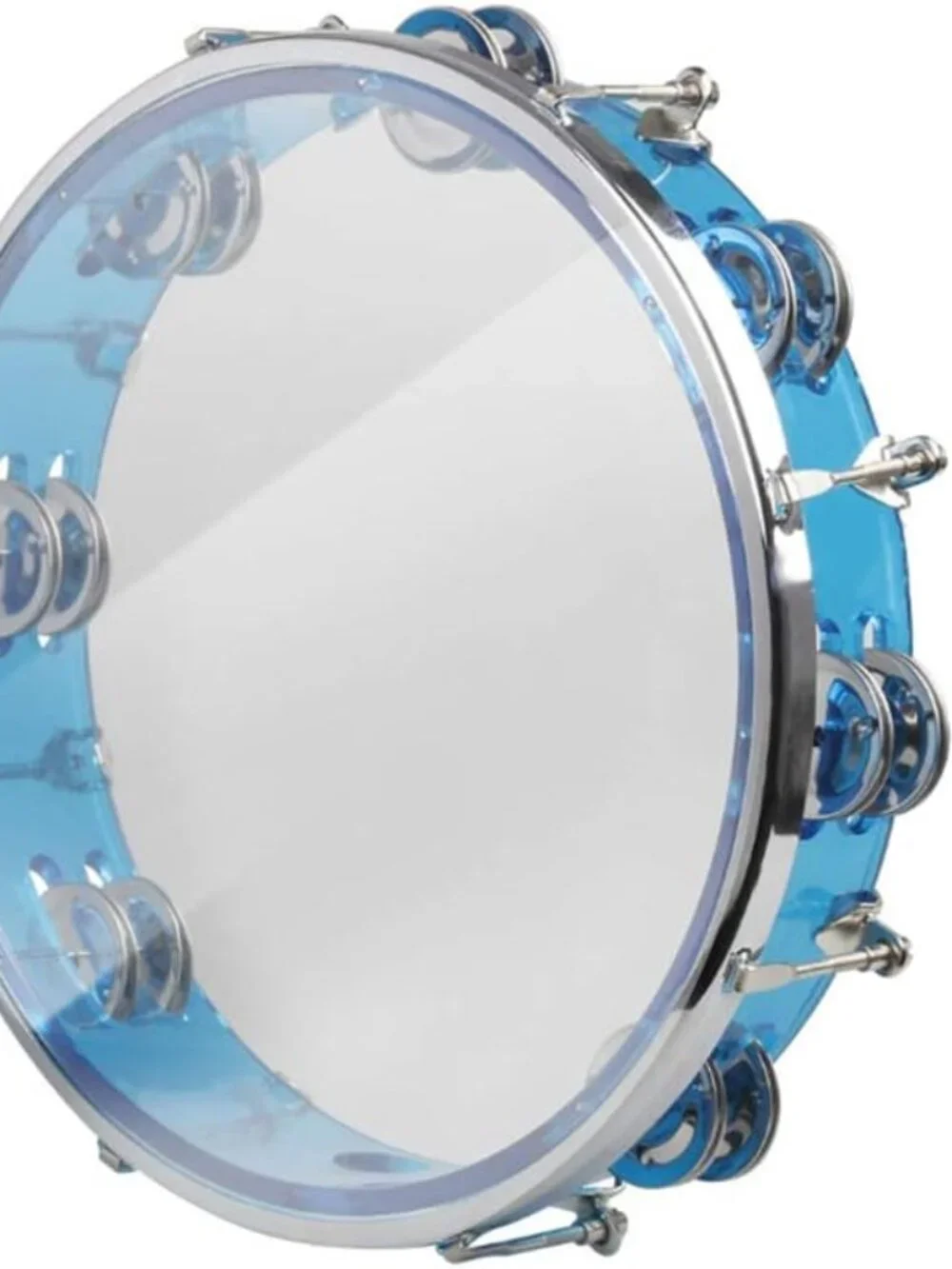 Tambourine Adjustable Tone Hand Drum Double Row Metal Jingles Hand Bell Blue